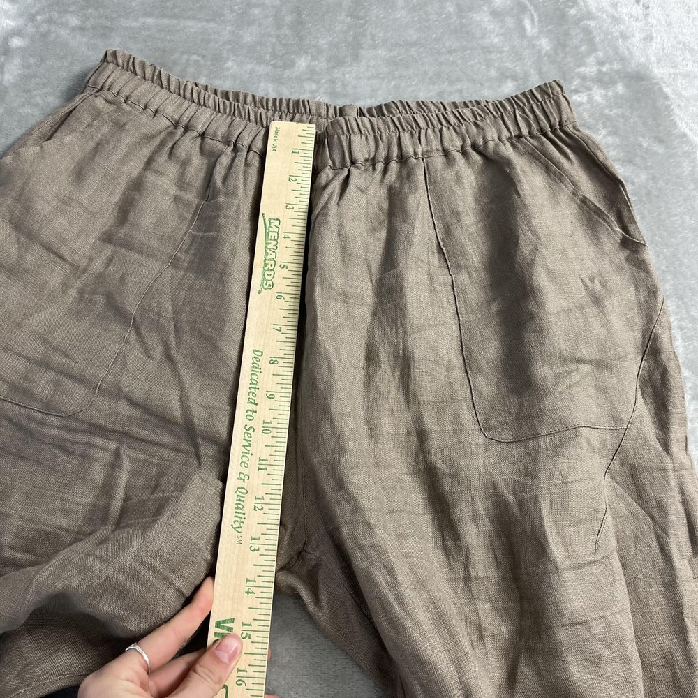 IXIMO Pants Womens XL Beige 100% Linen Straight Leg Elastic Waist Ankle Boho - Picture 11 of 12